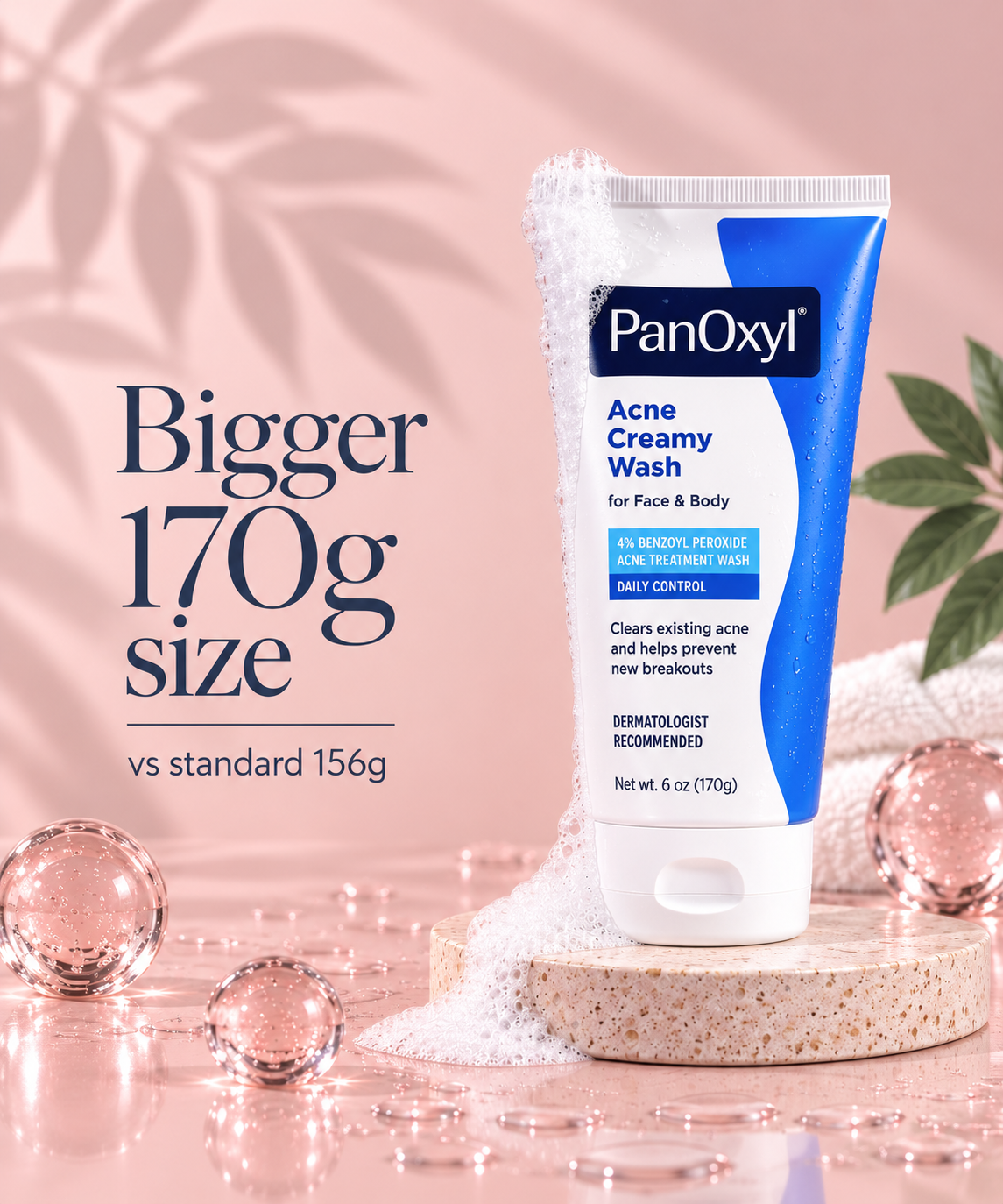 PanOxyl Acne Wash 170g
4% Creamy OR 10% Foaming